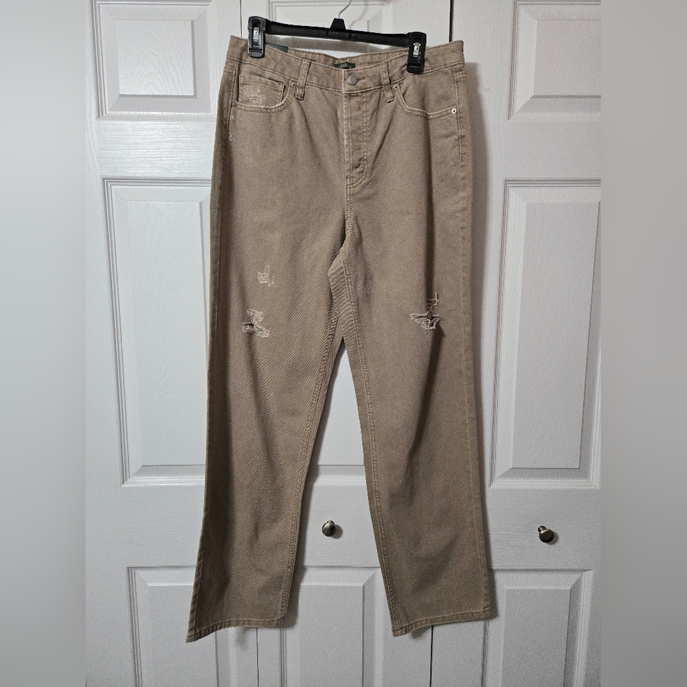 Light Brown Wash Distressed Denim Jeans, High Rise, Straight, Size 10, NWT